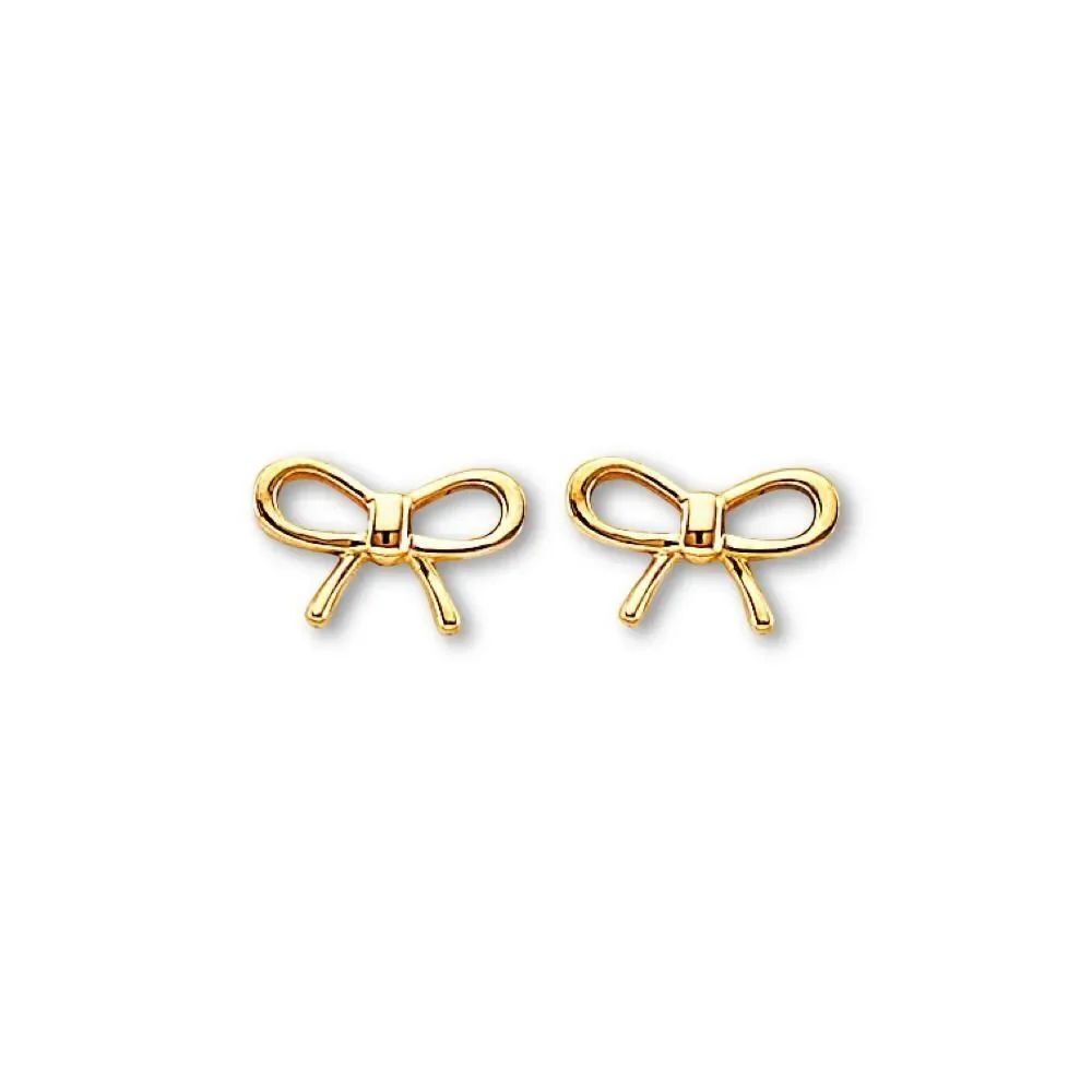 14K Gold Ribbon Stud Earrings | Dainty Bow Earrings for Her By Tehrani Jewelry
